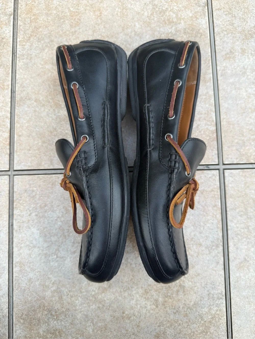 Polo Ralph Lauren men's Roberts driving moccasins in black leather.